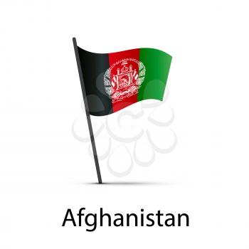 Afghanistan flag on pole, infographic element isolated on white