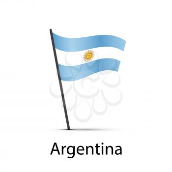 Argentina flag on pole, infographic element isolated on white