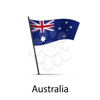 Australia flag on pole, infographic element on white