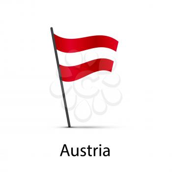 Austria flag on pole, infographic element isolated on white
