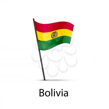Bolivia flag on pole, infographic element isolated on white