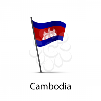Cambodia flag on pole, infographic element isolated on white