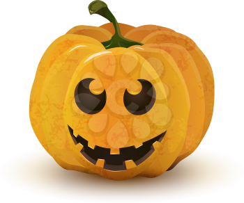 Cartoon halloween pumpkin with funny face isolated on white
