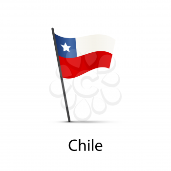 Chile flag on pole, infographic element isolated on white