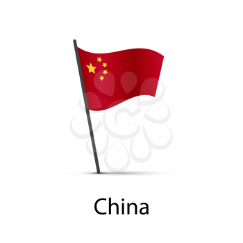 China flag on pole, infographic element isolated on white
