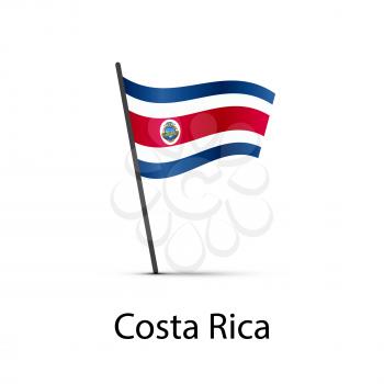 Costa Rica flag on pole, infographic element isolated on white