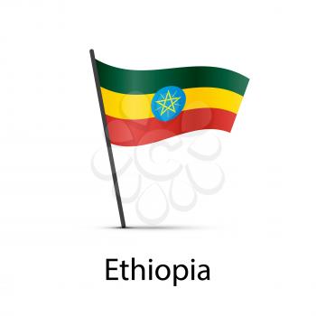 Ethiopia flag on pole, infographic element isolated on white