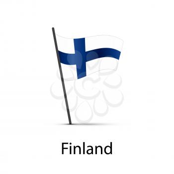 Finland flag on pole, infographic element isolated on white