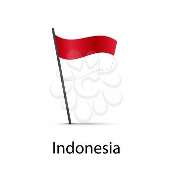 Indonesia flag on pole, infographic element isolated on white