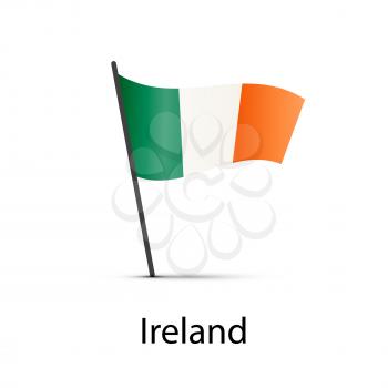 Ireland flag on pole, infographic element isolated on white