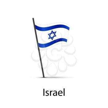 Israel flag on pole, infographic element isolated on white
