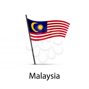 Malaysia flag on pole, infographic element isolated on white