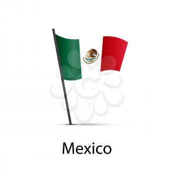 Mexico flag on pole, infographic element isolated on white