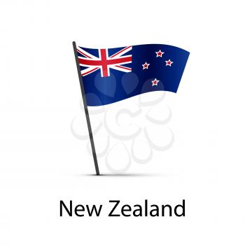 New Zealand flag on pole, infographic element isolated on white