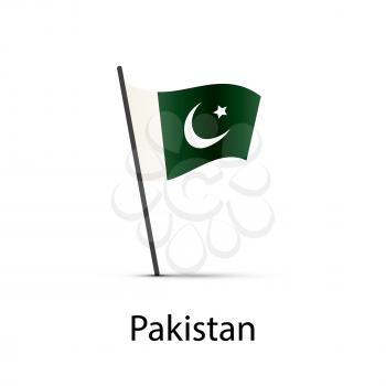 Pakistan flag on pole, infographic element isolated on white
