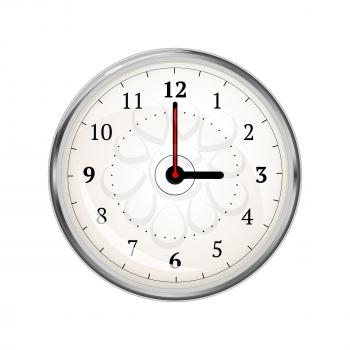 Realistic clock face showing 03-00 isolated on white