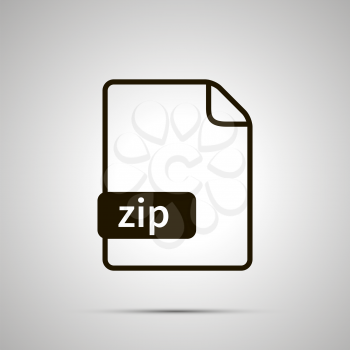 Simple black file icon with zip extension on gray