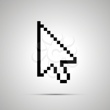 White pixelated computer arrow cursor, simple icon with shadow