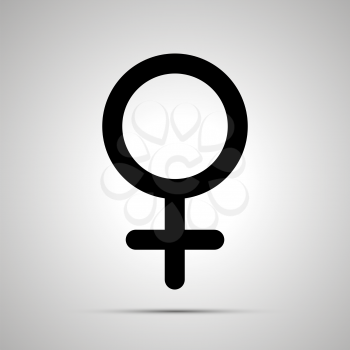 Women gender, simple black venus icon with shadow