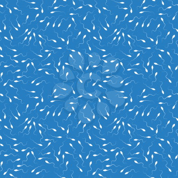 A lot of white tadpoles in blue water, seamless pattern