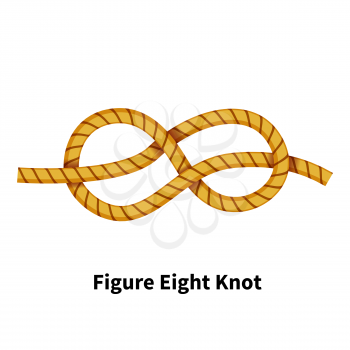 Figure Eight sea knot. Bright colorful how-to guide isolated on white