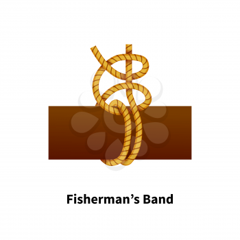 Fishermans Band sea knot. Bright colorful how-to guide isolated on white