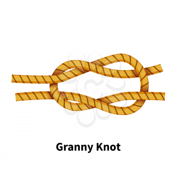 Granny sea knot. Bright colorful how-to guide isolated on white