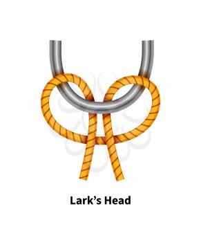 Lark's Head sea knot. Bright colorful how-to guide isolated on white