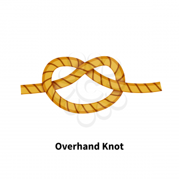 Overhand sea knot. Bright colorful how-to guide isolated on white