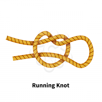 Running sea knot. Bright colorful how-to guide isolated on white