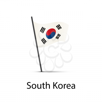 South Korea flag on pole, infographic element isolated on white