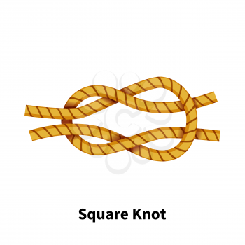 Square sea knot. Bright colorful how-to guide isolated on white