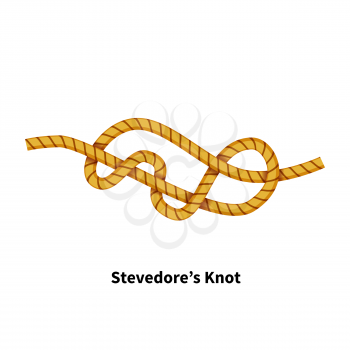 Stevedore's sea knot. Bright colorful how-to guide isolated on white