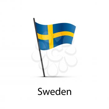 Sweden flag on pole, infographic element isolated on white