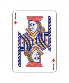 Jack of diamonds playing card with on white