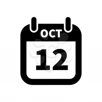 Simple black calendar icon with 12 october date on white