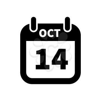 Simple black calendar icon with 14 october date on white