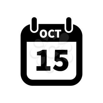 Simple black calendar icon with 15 october date on white