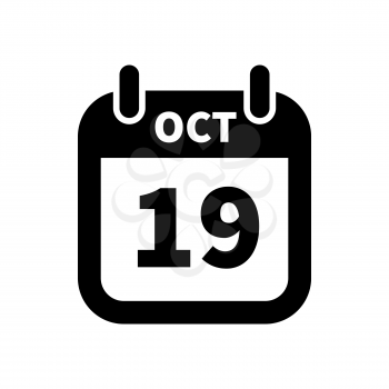 Simple black calendar icon with 19 october date on white