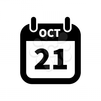 Simple black calendar icon with 21 october date on white