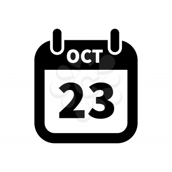 Simple black calendar icon with 23 october date on white