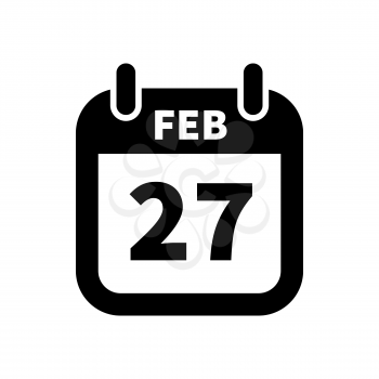 Simple black calendar icon with 27 february date on white