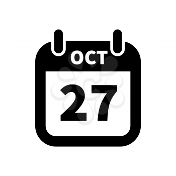 Simple black calendar icon with 27 october date on white