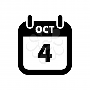 Simple black calendar icon with 4 october date on white