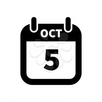 Simple black calendar icon with 5 october date on white