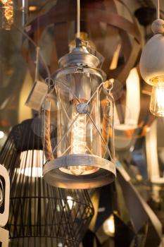 Decorative  style filament light bulbs in view