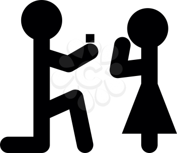 The man makes an offer woman stick icon black color