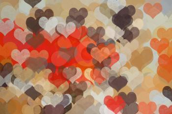 Hearts pattern abstract colorful illustration. Love and romance grunge background.