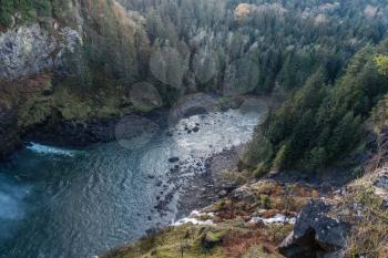 A view of the Snoqualmie River from above.