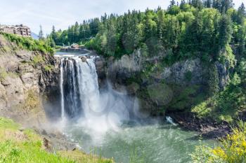 A view of majestic Snoqualmie Falls in Washington State.